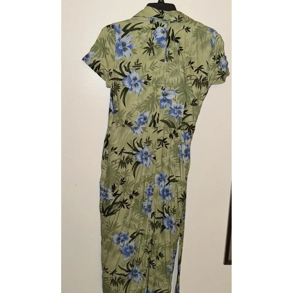 Caribbean Joe Green And Blue Floral Maxi Dress Size L